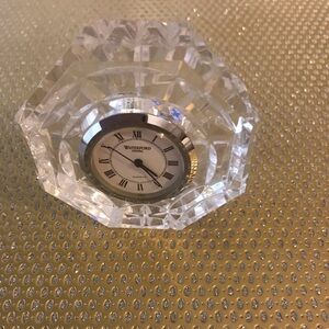 Waterford Clear Crystal Faceted Desk Clock with Roman Dial